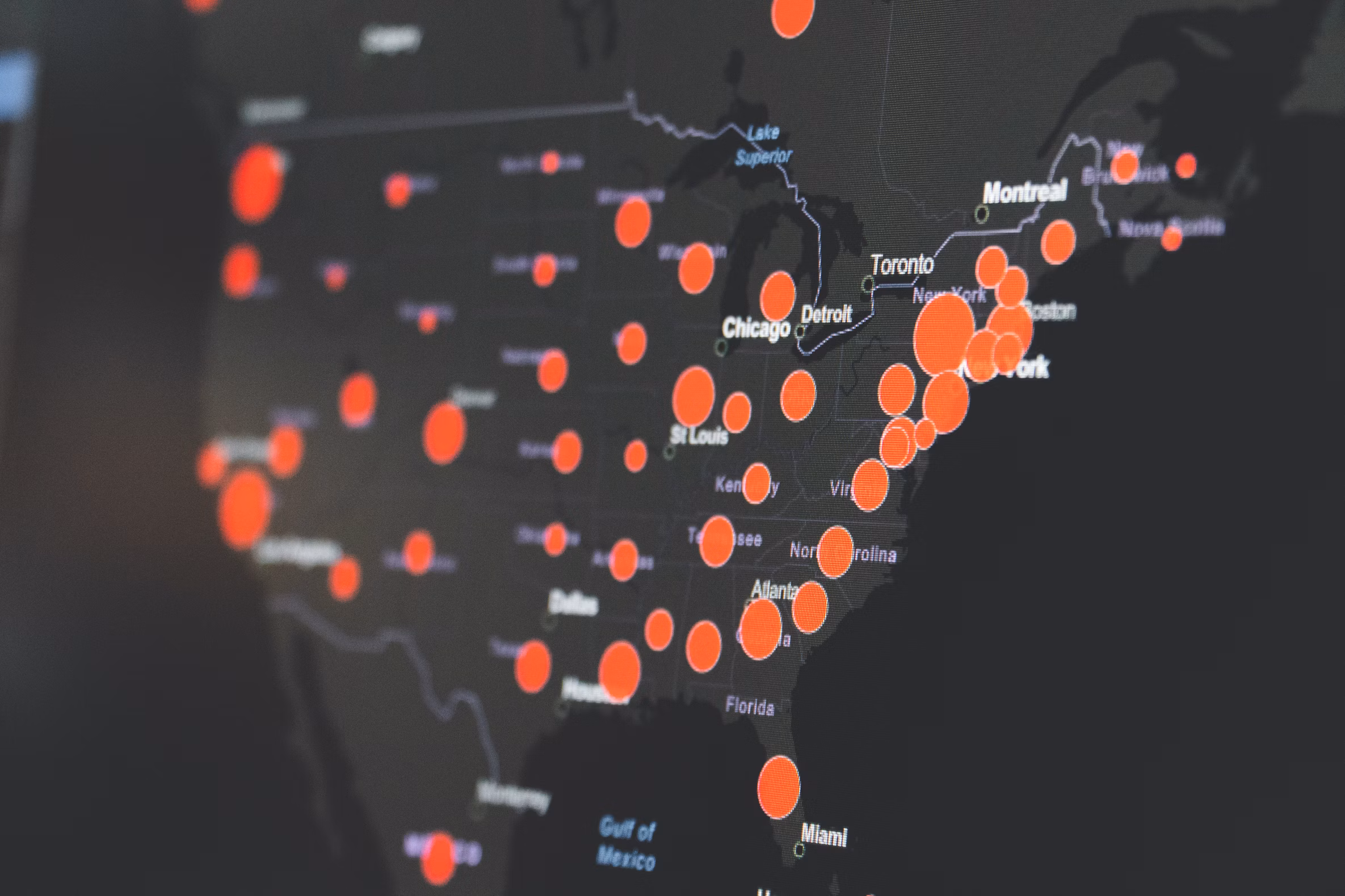 US Map with dots on it